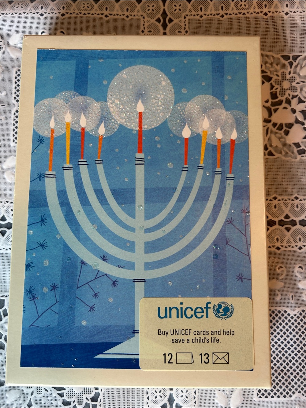 Blue Menorah Holiday Greeting Card Set